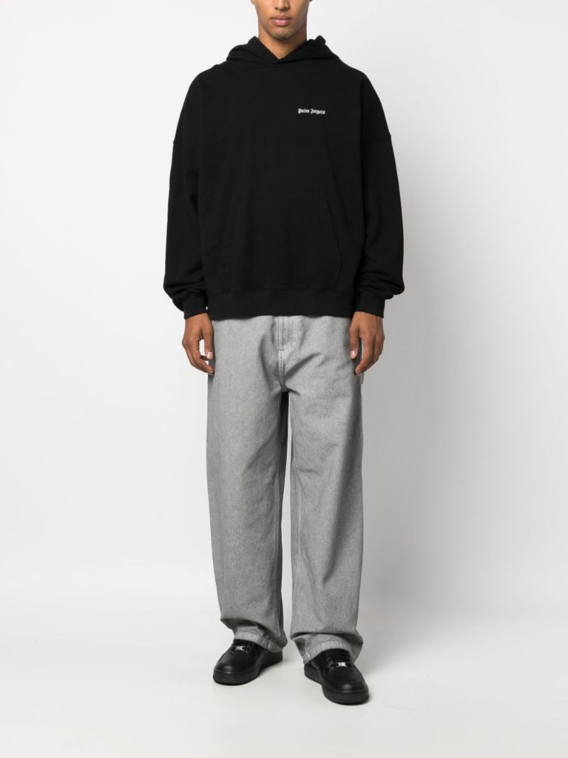 Black Logo-embroidered Cotton Hoodie