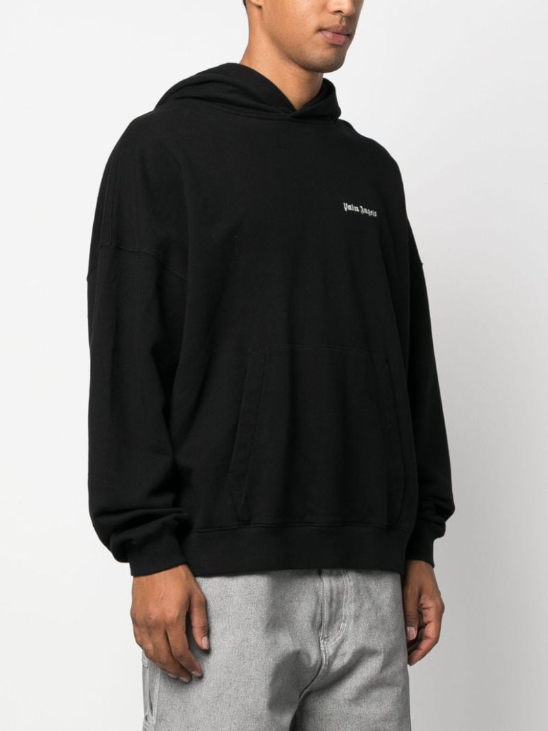 Black Logo-embroidered Cotton Hoodie