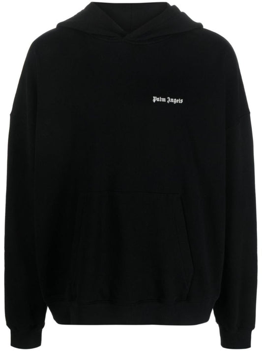 Black Logo-embroidered Cotton Hoodie