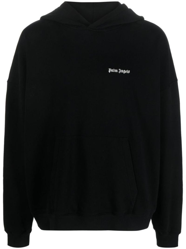 Black Logo-embroidered Cotton Hoodie