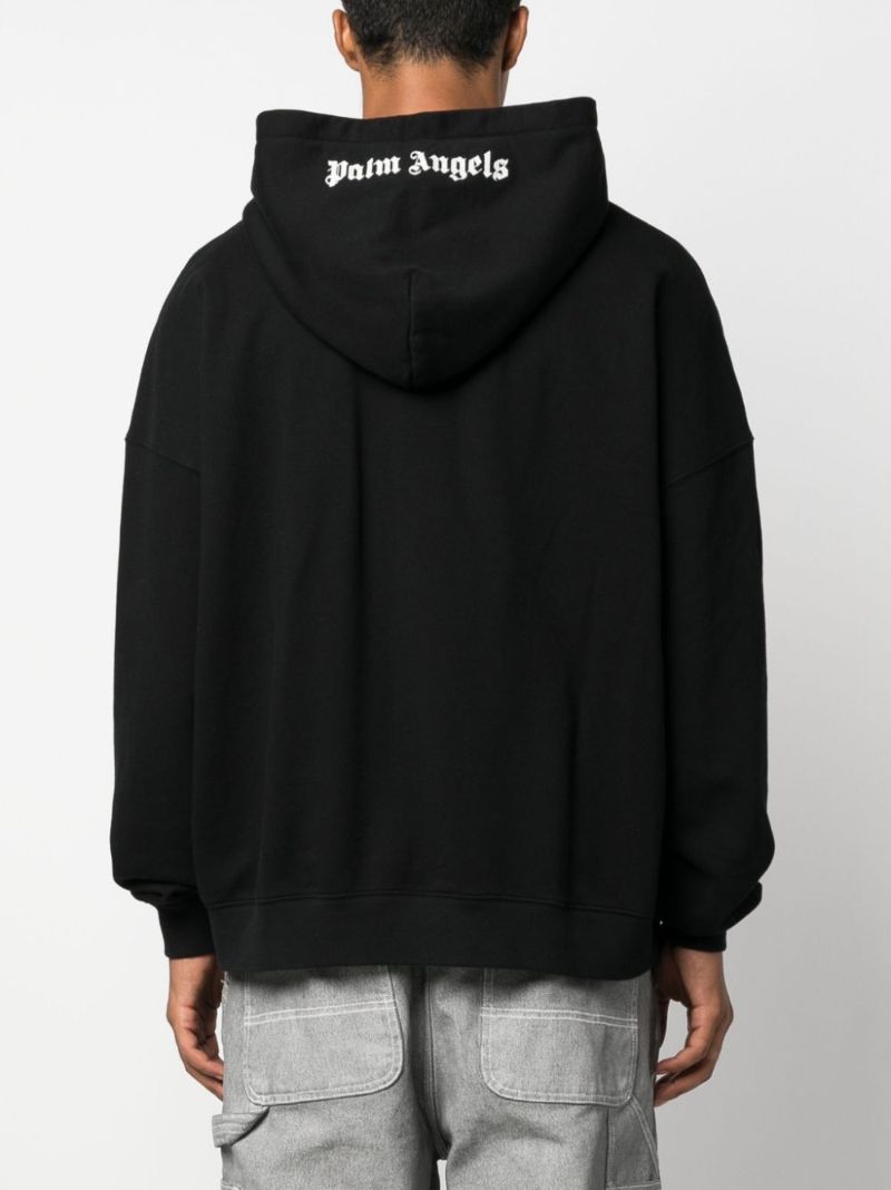 Black Logo-embroidered Cotton Hoodie