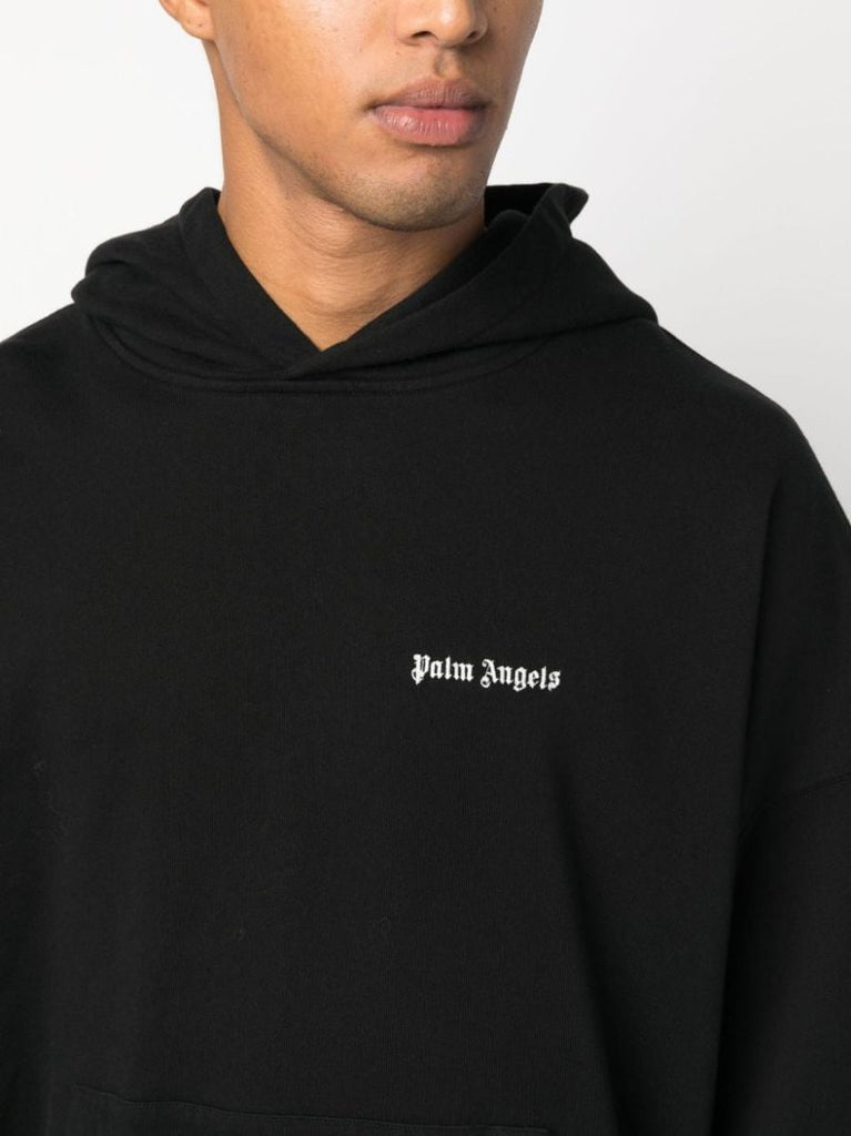 Black Logo-embroidered Cotton Hoodie