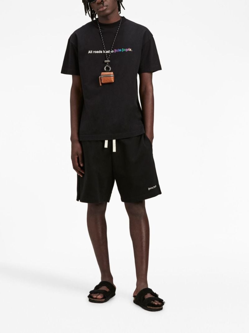 Black Logo-embroidered Cotton Track Shorts