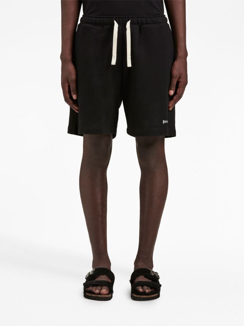 Black Logo-embroidered Cotton Track Shorts