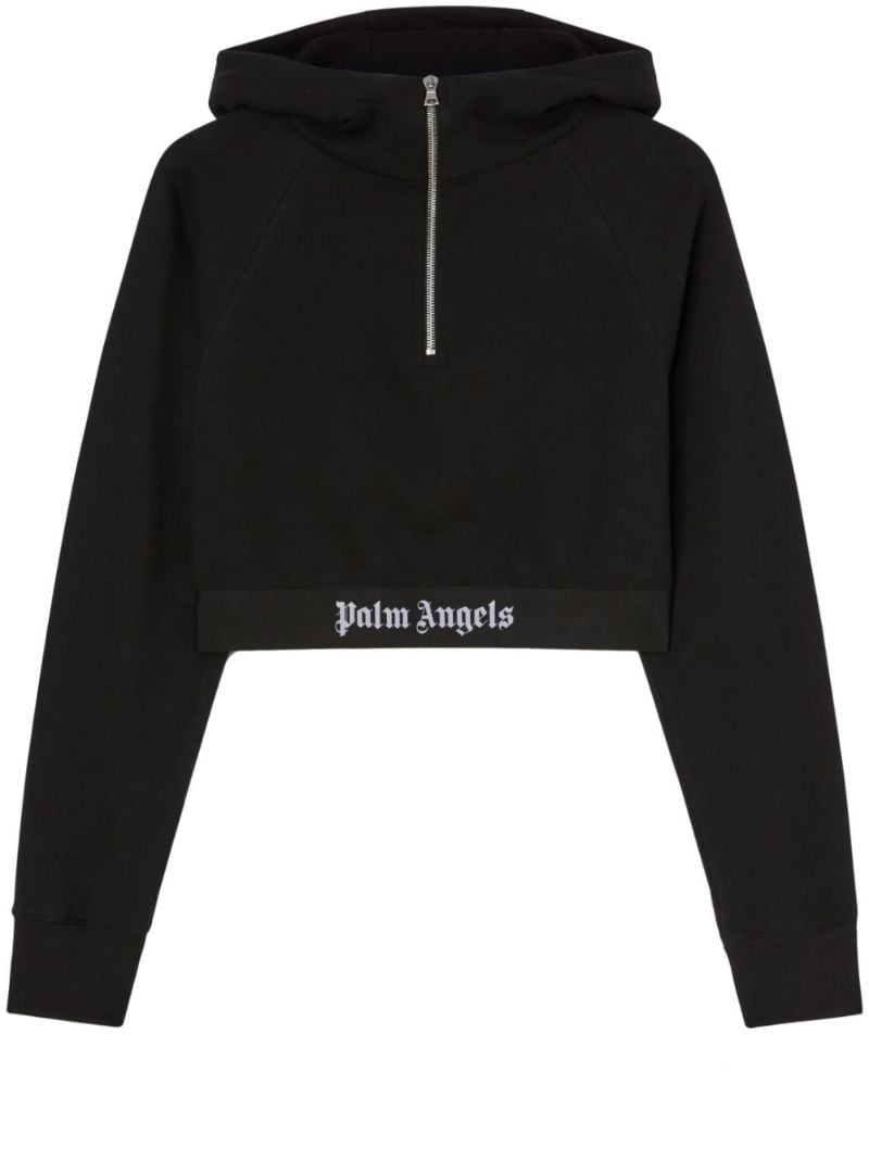 Black Logo-print Cropped Hoodie