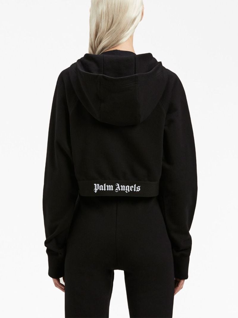 Black Logo-print Cropped Hoodie