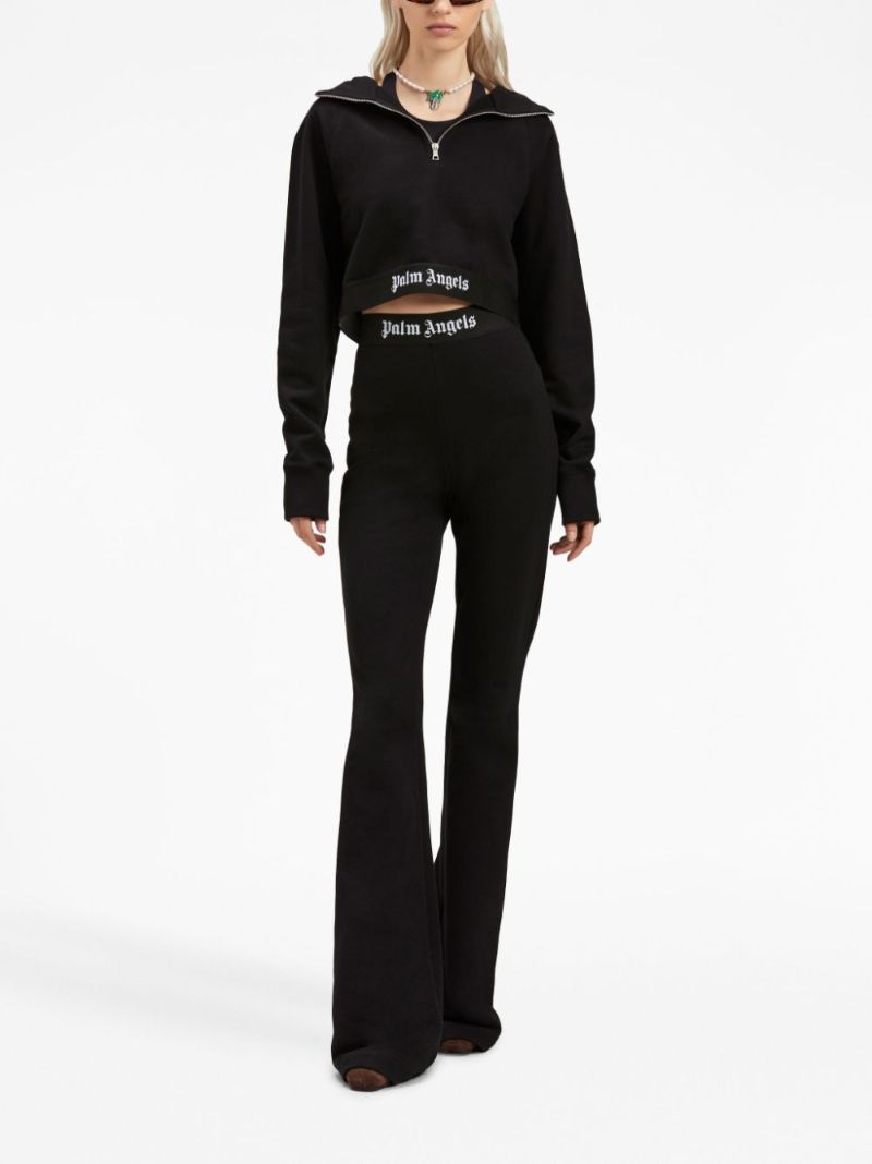 Black Logo-print Cropped Hoodie