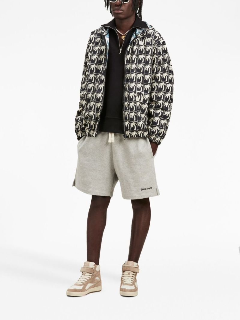 Grey Logo-embroidered Cotton Track Shorts