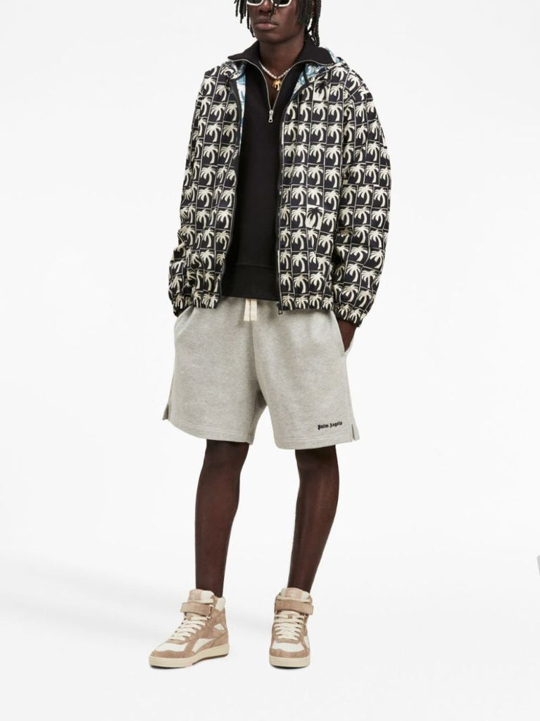Grey Logo-embroidered Cotton Track Shorts
