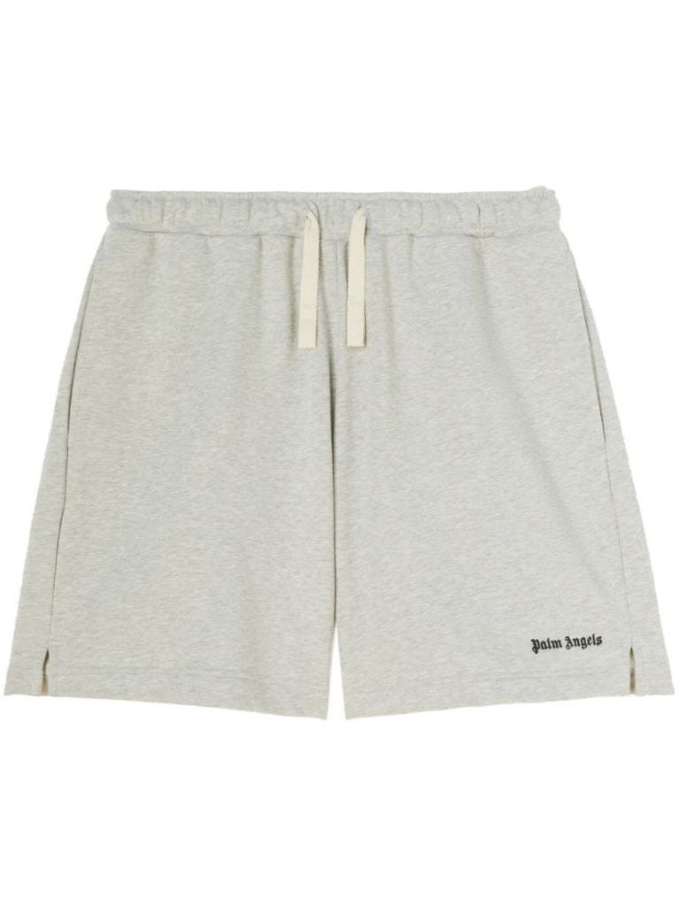 Grey Logo-embroidered Cotton Track Shorts