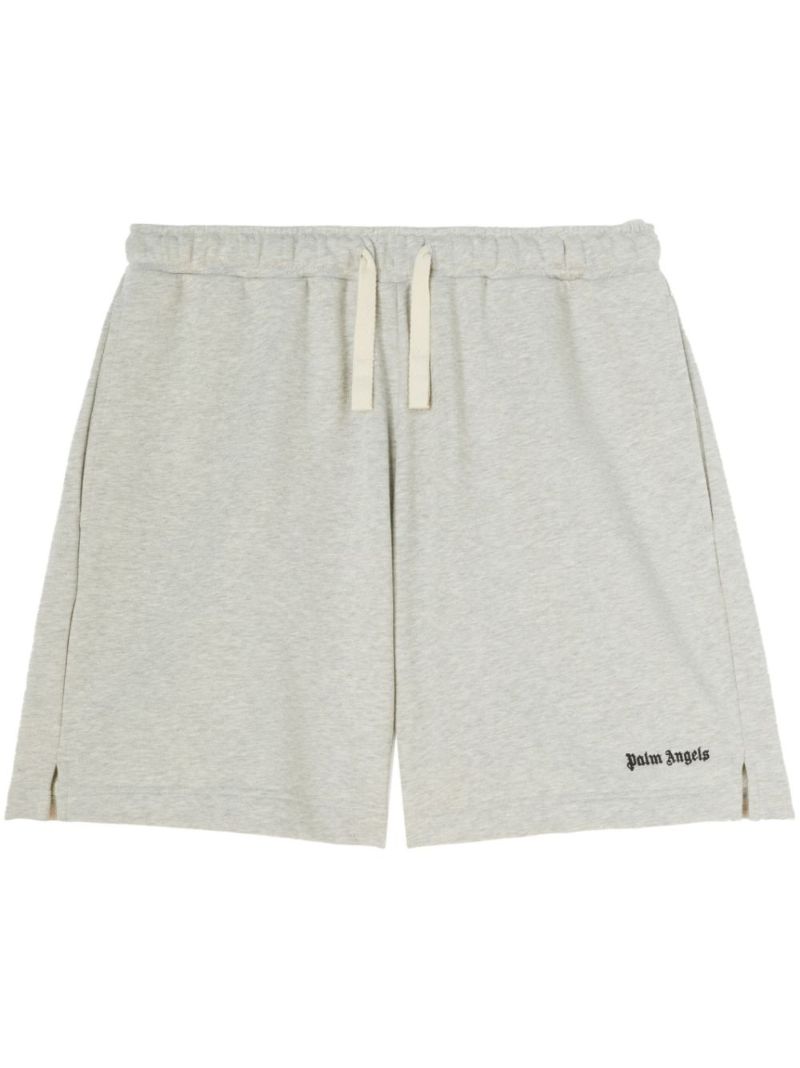 Grey Logo-embroidered Cotton Track Shorts