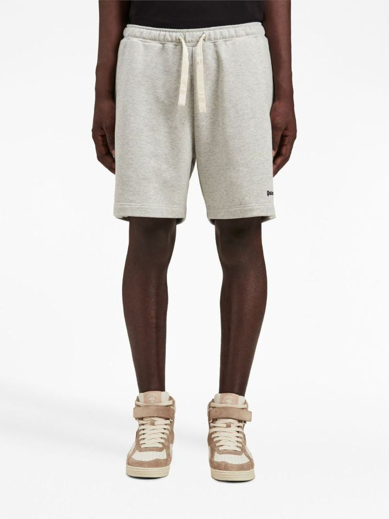 Grey Logo-embroidered Cotton Track Shorts
