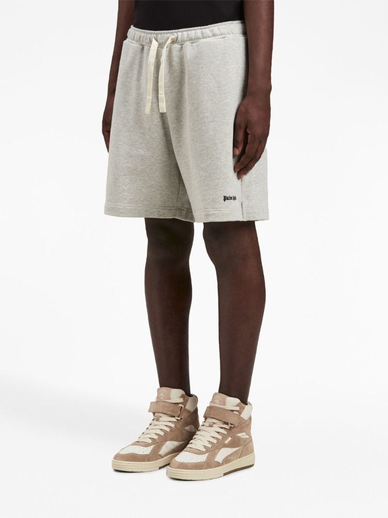 Grey Logo-embroidered Cotton Track Shorts