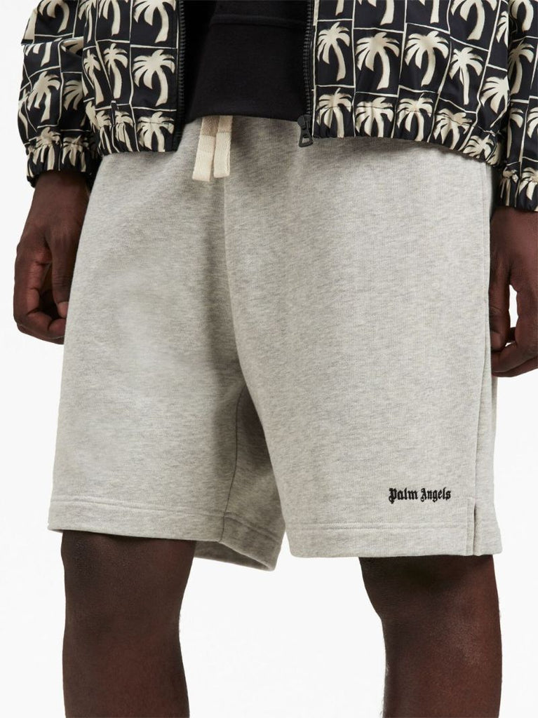 Grey Logo-embroidered Cotton Track Shorts