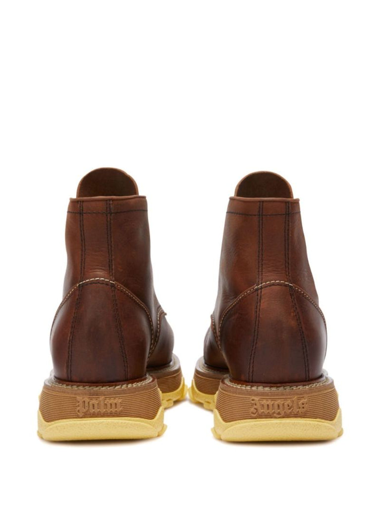 Brown Hybrid Lace-up Leather Boots