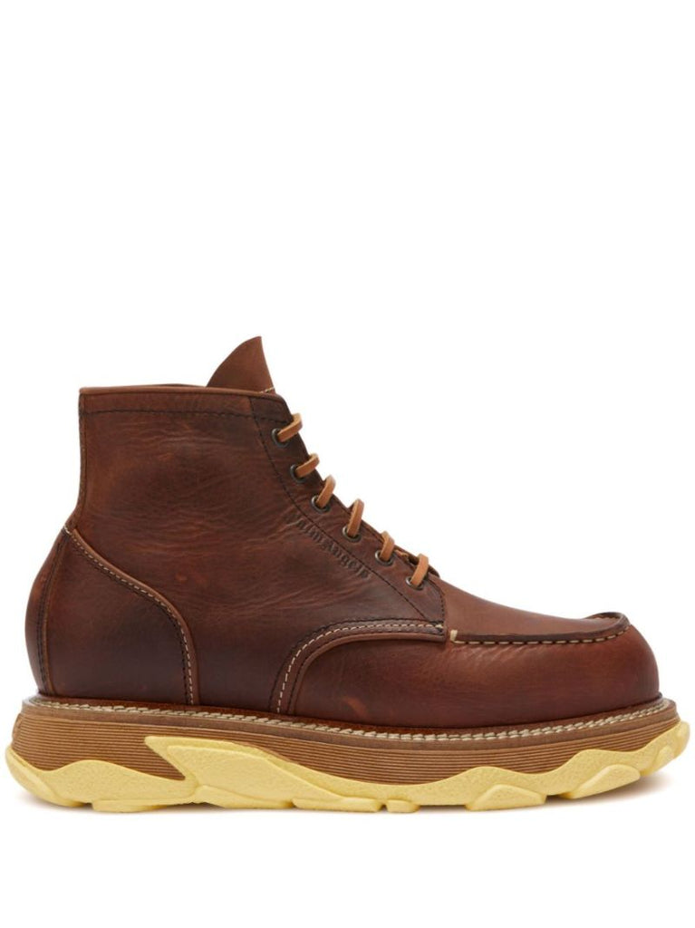 Brown Hybrid Lace-up Leather Boots