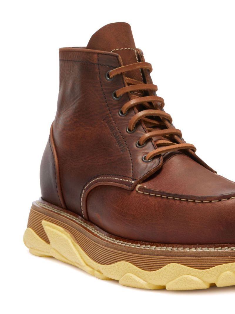 Brown Hybrid Lace-up Leather Boots
