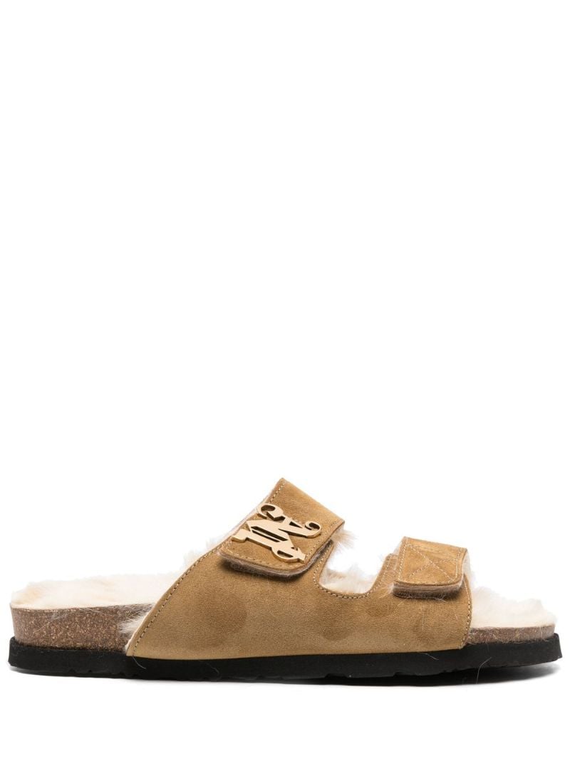 Brown Logo-plaque Suede Sandals