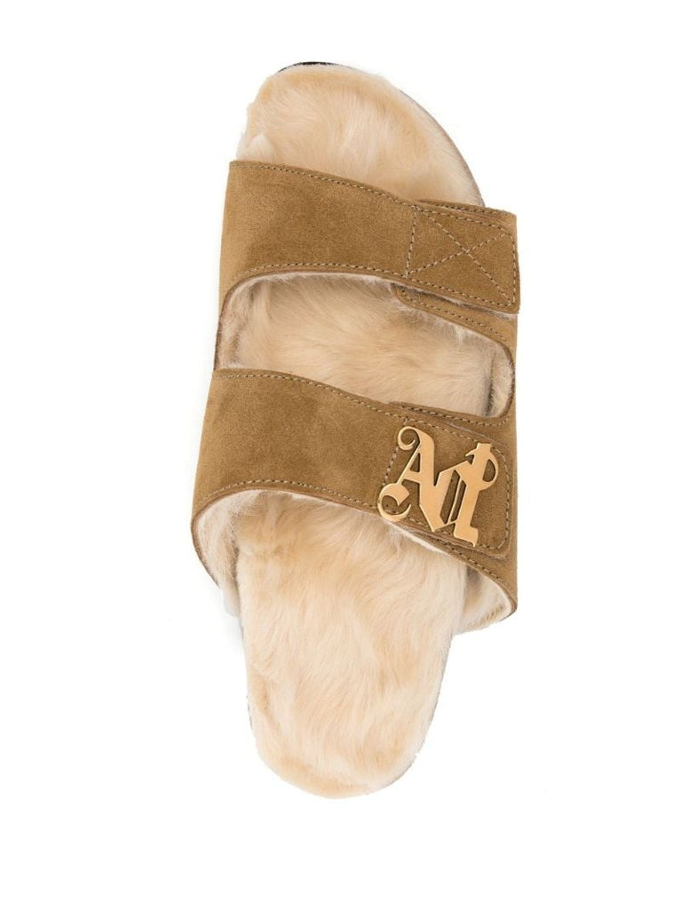 Brown Logo-plaque Suede Sandals