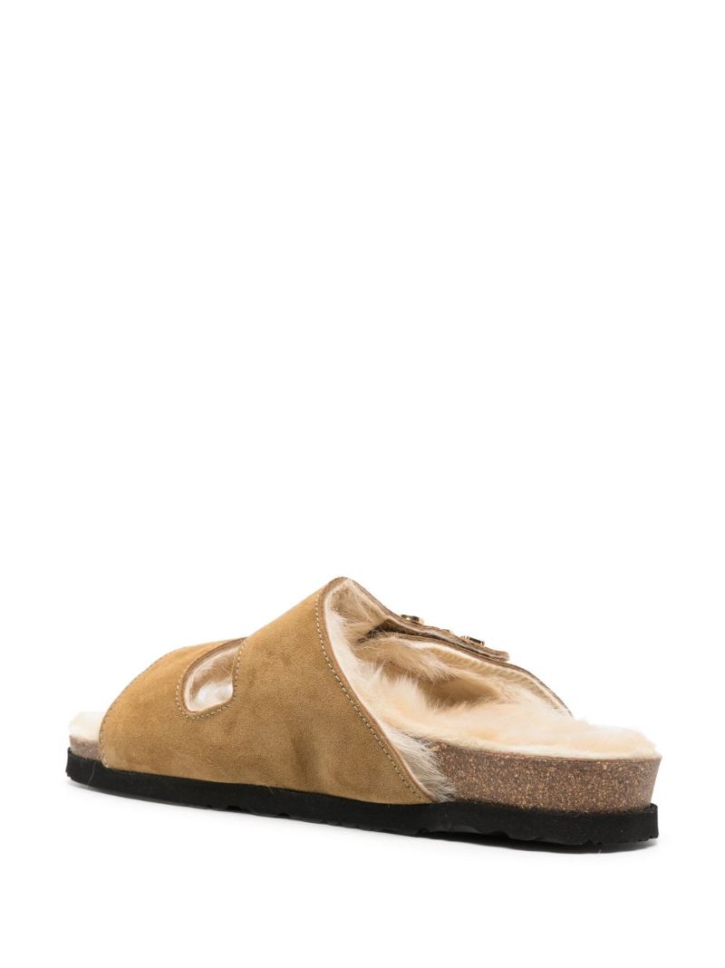 Brown Logo-plaque Suede Sandals