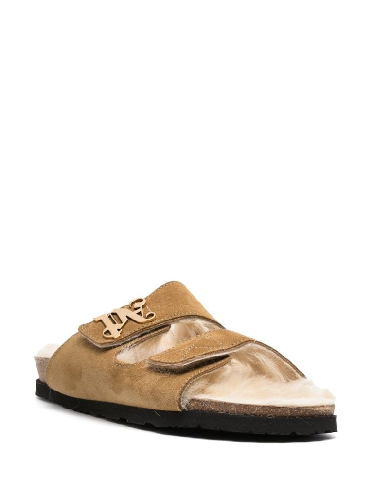Brown Logo-plaque Suede Sandals