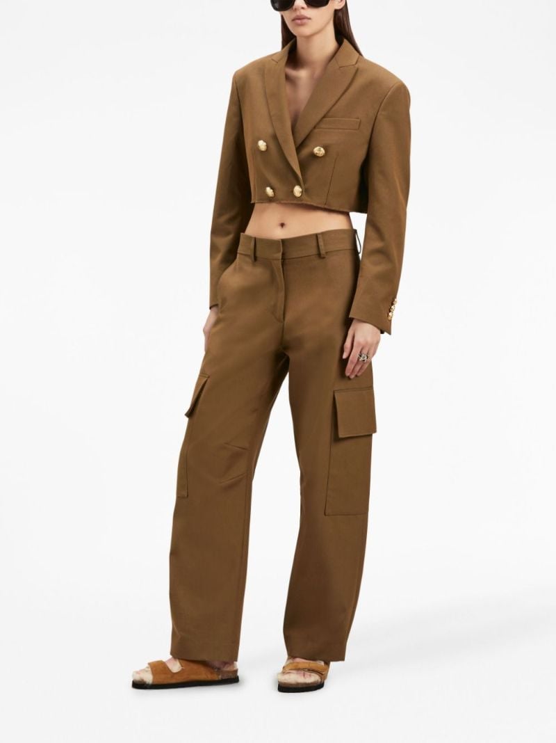 Brown Double-breasted Cropped Blazer