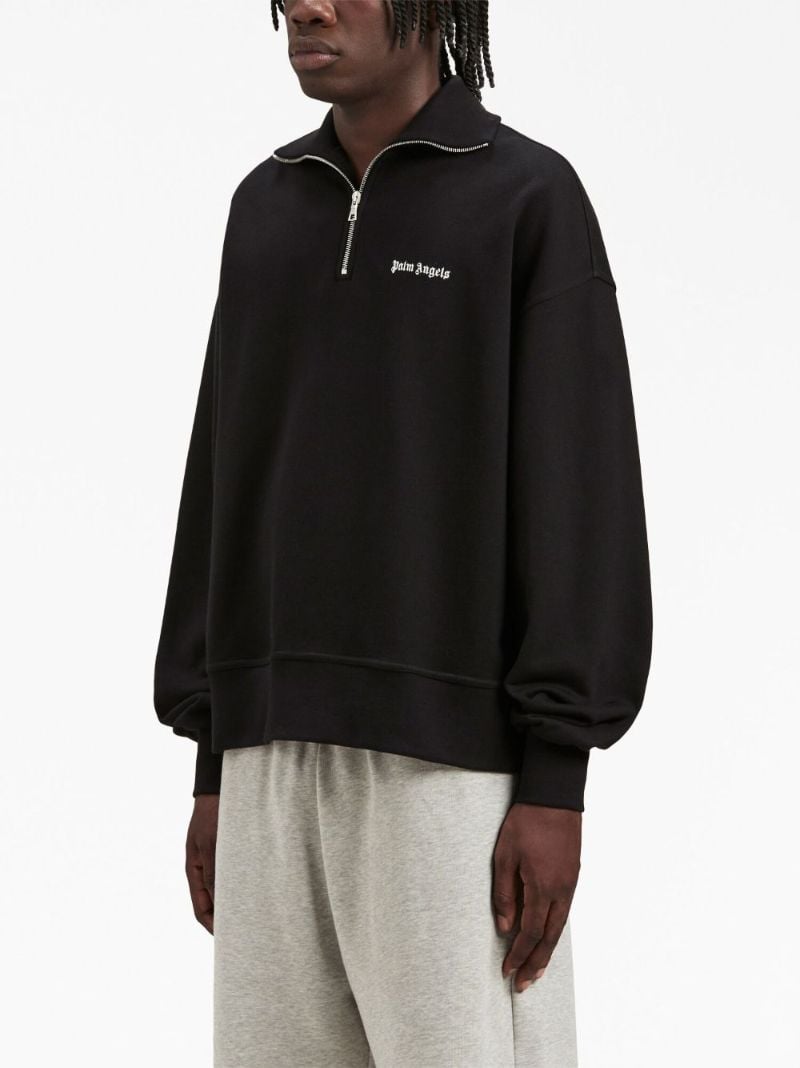 Black Logo-embroidered Half-zip Cotton Sweatshirt