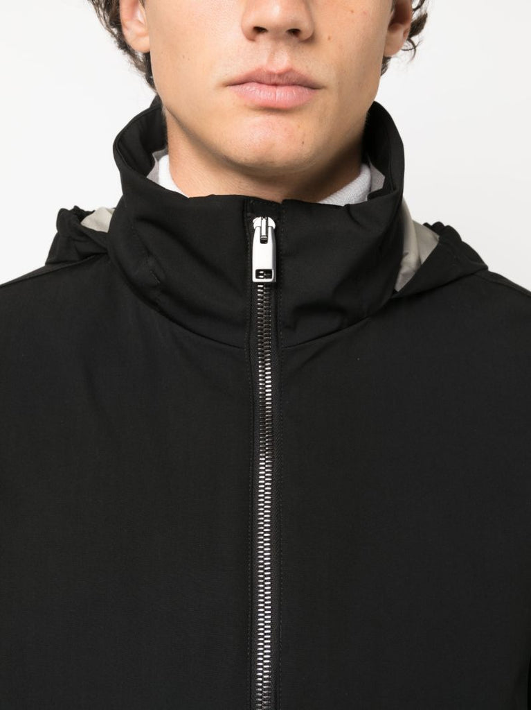 Black Zipped Hooded Coat