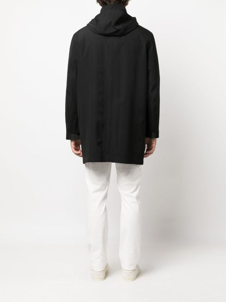 Black Zipped Hooded Coat