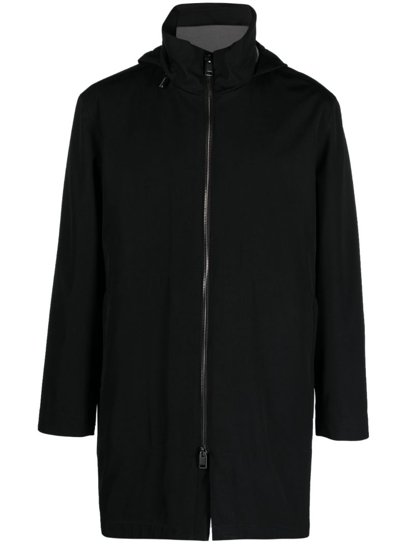 Black Zipped Hooded Coat