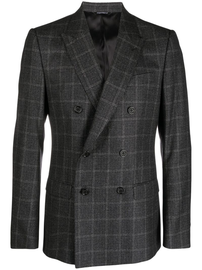 Grey Tartan Double Breasted Blazer