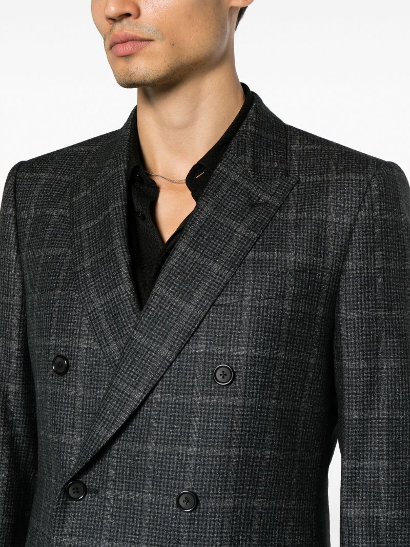 Grey Tartan Double Breasted Blazer