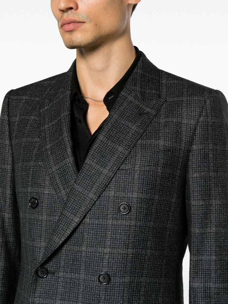 Grey Tartan Double Breasted Blazer
