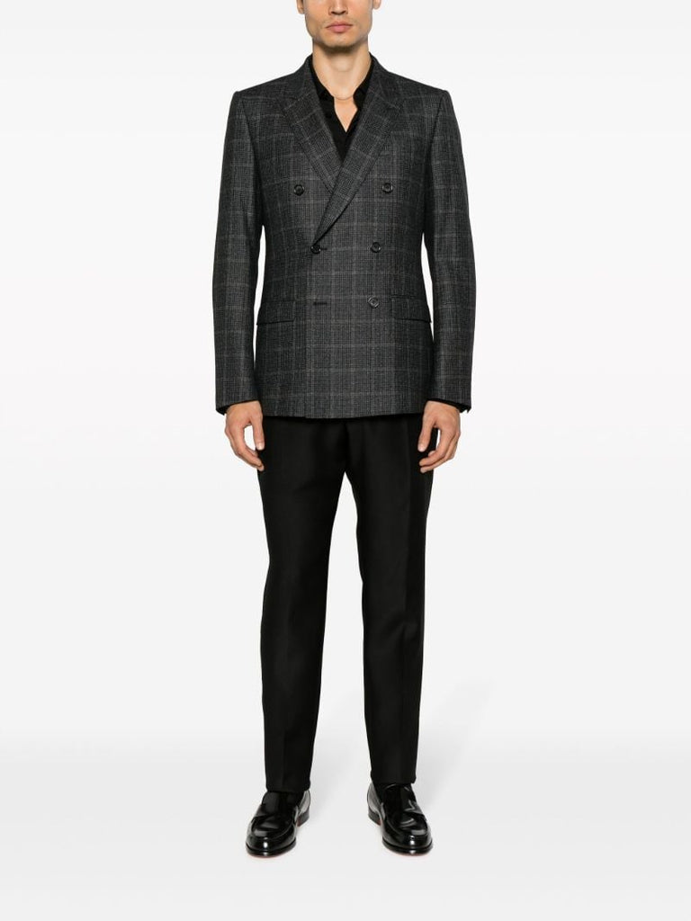 Grey Tartan Double Breasted Blazer