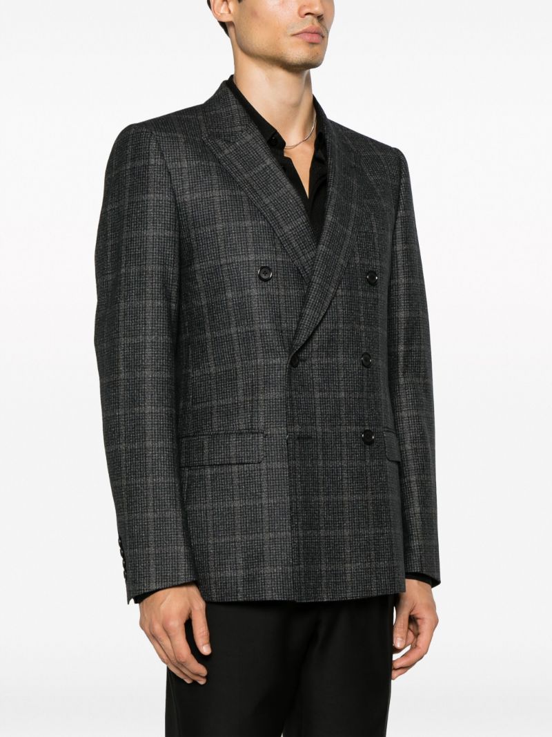 Grey Tartan Double Breasted Blazer