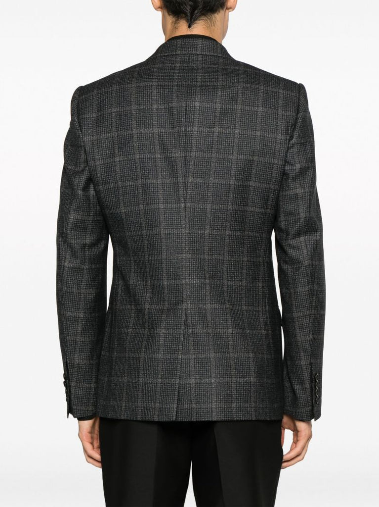 Grey Tartan Double Breasted Blazer