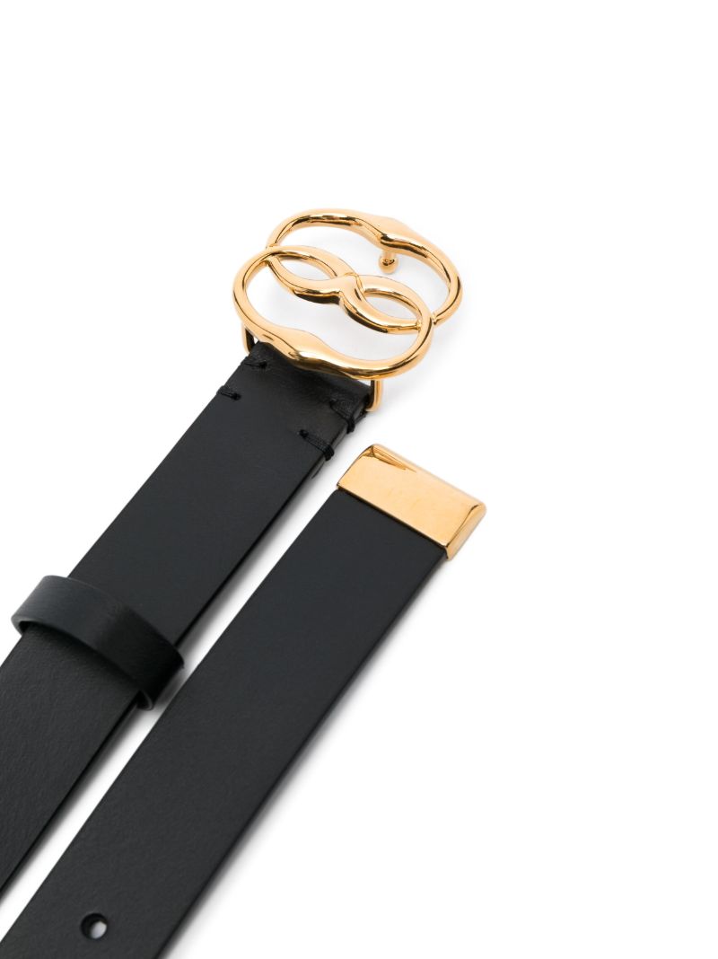 Black Emblem Buckle Leather Belt