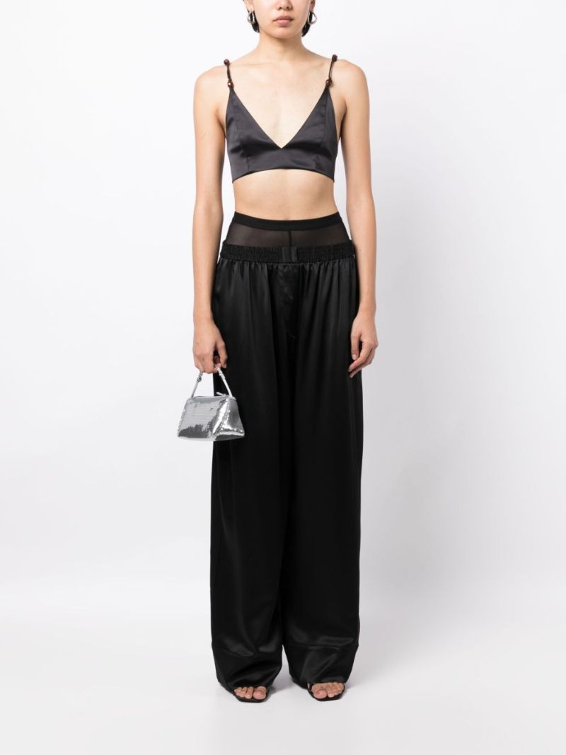 Black Layered Silk Boxer Trousers