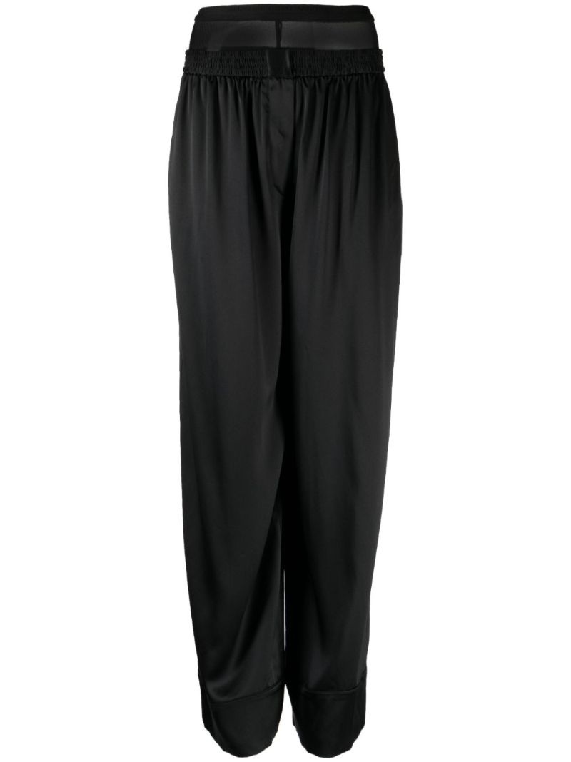 Black Layered Silk Boxer Trousers