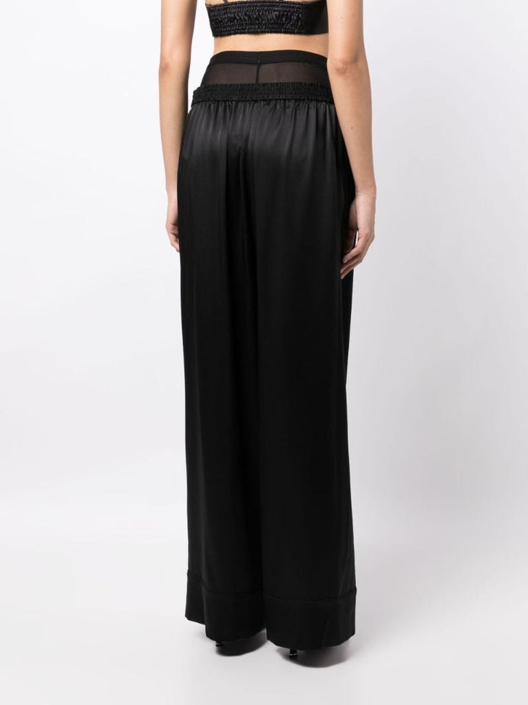 Black Layered Silk Boxer Trousers