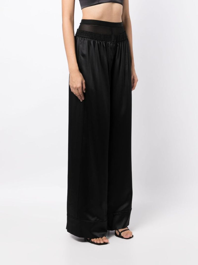 Black Layered Silk Boxer Trousers