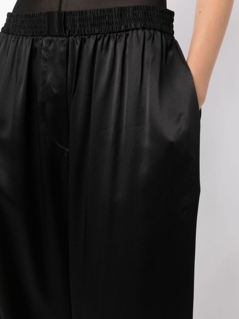Black Layered Silk Boxer Trousers