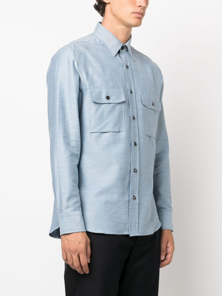 Blue Cotton-cashmere Blend Shirt