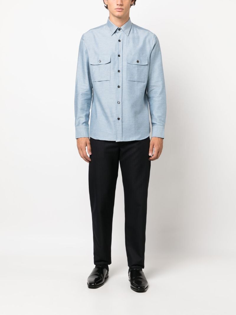Blue Cotton-cashmere Blend Shirt