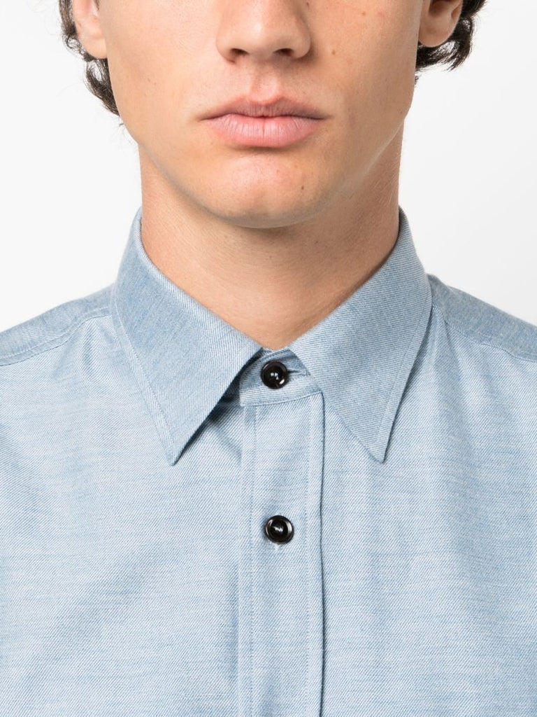 Blue Cotton-cashmere Blend Shirt