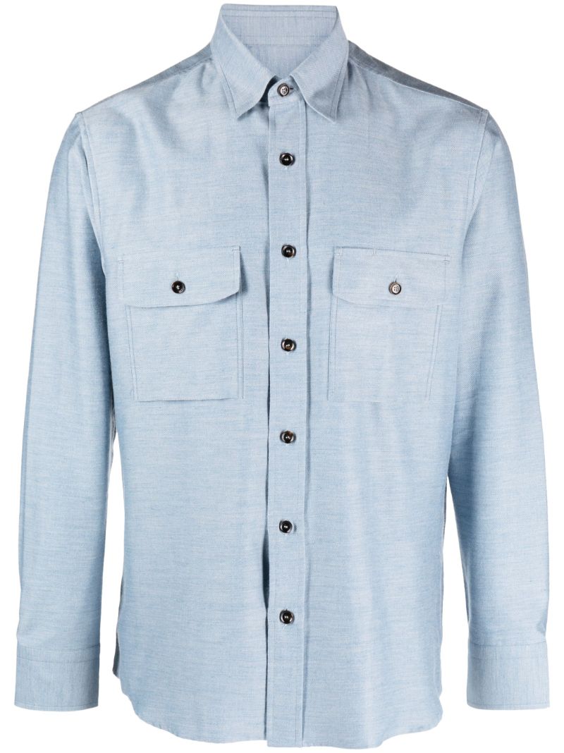 Blue Cotton-cashmere Blend Shirt