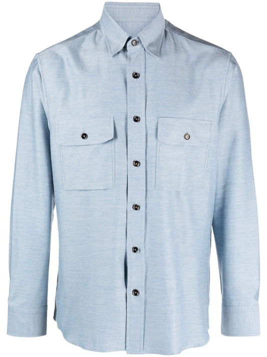 Blue Cotton-cashmere Blend Shirt