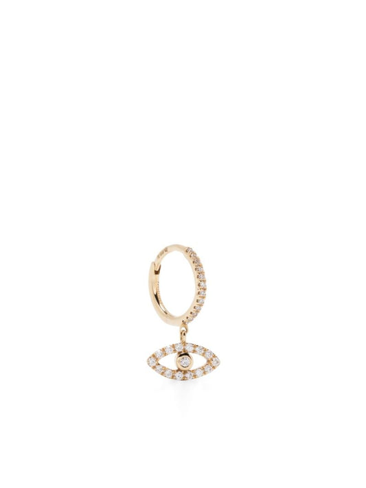 18k Yellow Gold Evil Eye Diamond Earring