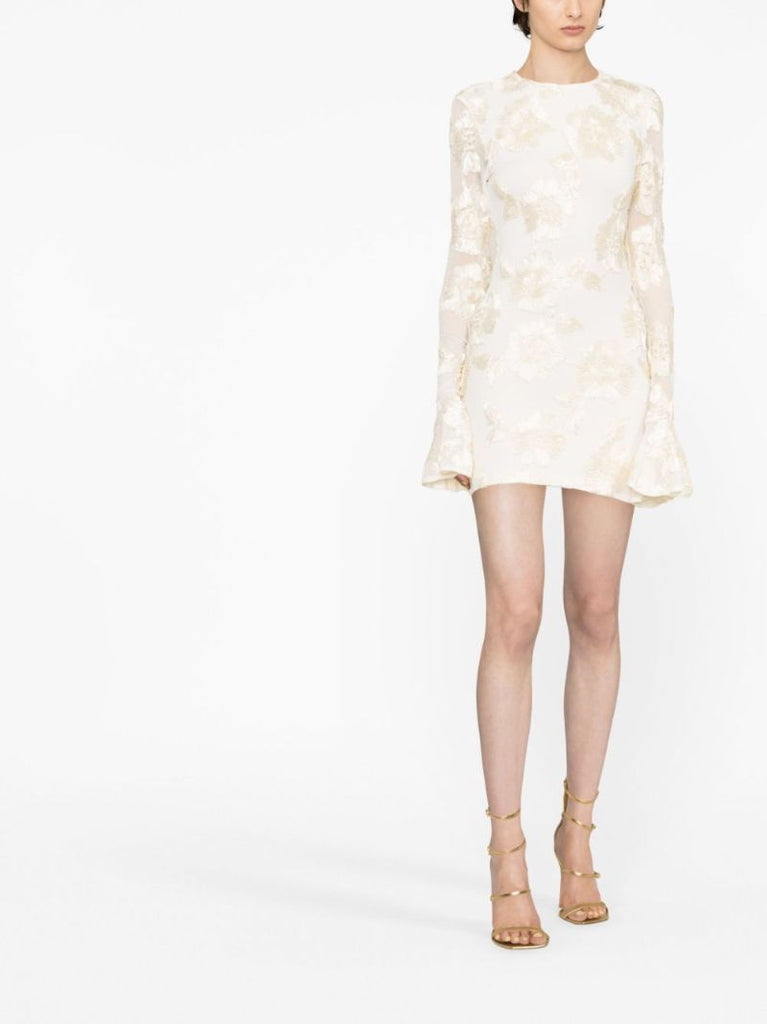 White Floral AppliquÃ_x0083_Â© Mini Dress