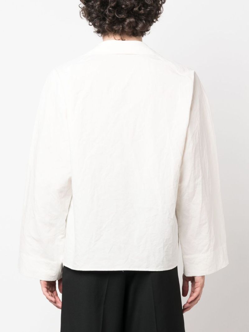 White Linen V-neck Shirt